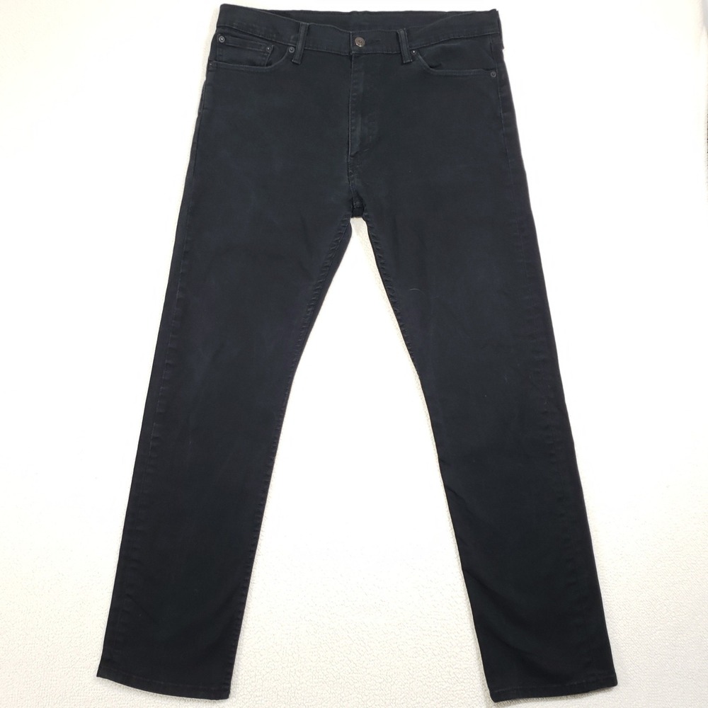 Levi's 513 Slim Straight Jeans Mens 36x32 Black Stretch Denim Pants
